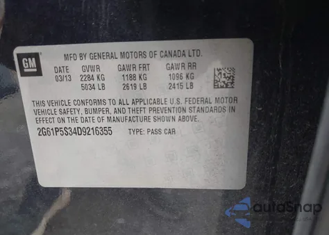 2013 Cadillac Xts Luxury from USA, damaged, VIN 2G61P5S34D9216355